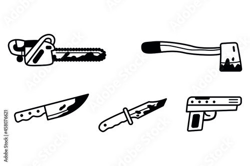 Halloween tool.  Halloween eps. Working tools icon. Tools silhouette. Repair and construction tools collection. Vector illustration