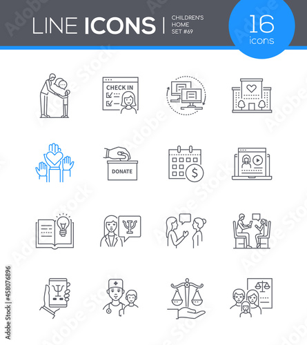 Childrens home - modern line design style icon set