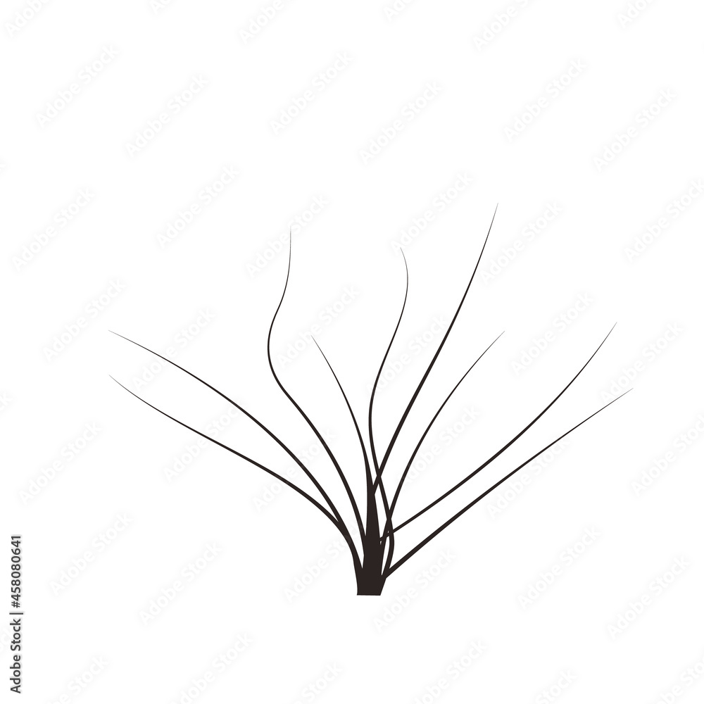 Obraz premium bald handdraw tree vector illustration element for game design. winter tree without crown. dead tree
