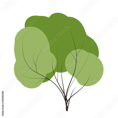 Tree set on doodles vector any season winter, spring, summenr, autumn. flat style
