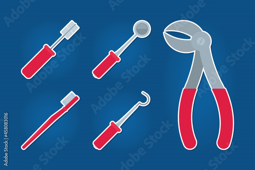 dental tools icon set