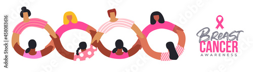 Breast Cancer awareness woman friend hug banner
