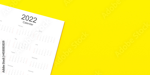 calendar 2022 with yellow background set your mind