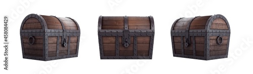 Closed ancient treasure chest.  photo