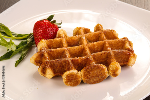 Sweet viennese waffles served strawberry