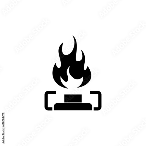 Kitchen gas stove flat icon isolated on white background