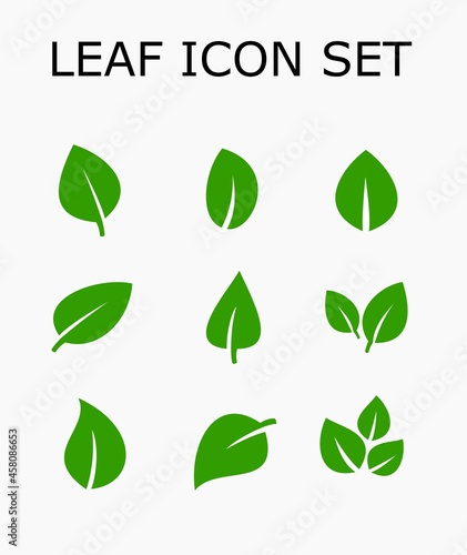 Leaf icon vector set ecology nature element green leaves.