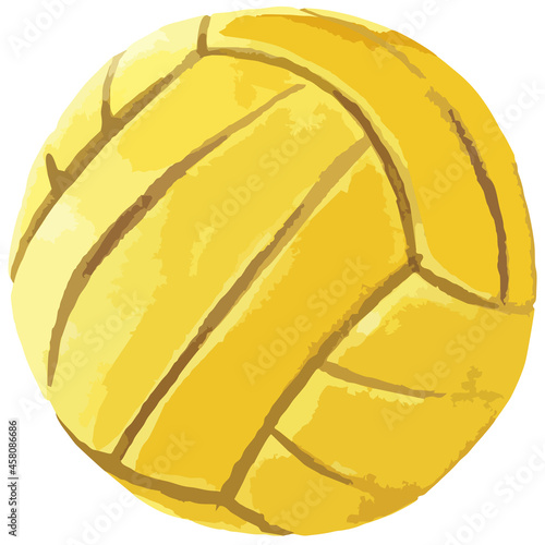 Vector illustration watercolor style painted yellow ink water polo ball