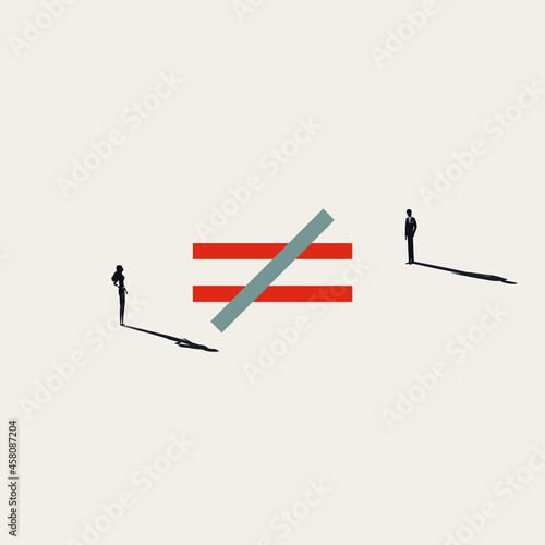 Business gender inequality vector concept. Symbol of unfair treatment, discrimination. Minimal illustration.