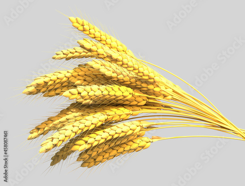 golden rye bunch, farm crop isolated - design nature 3D rendering