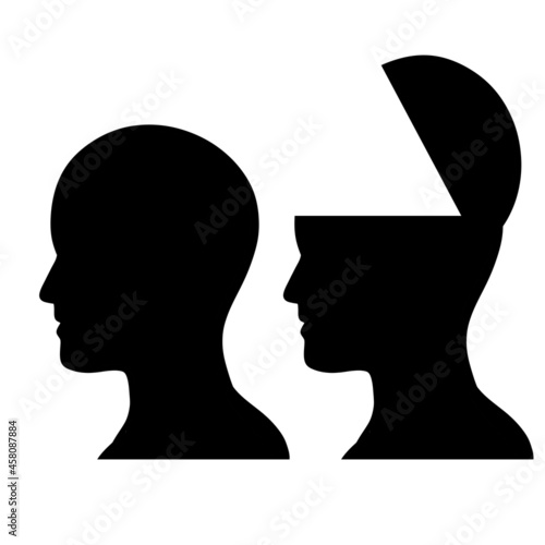 Silhouette of head. Open mind and consciousness. Psychological concept of new knowledge.