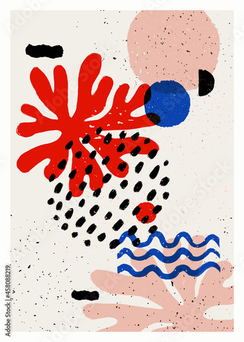 Abstract art vector poster. Vintage abstract Matisse inspired print for wall ...