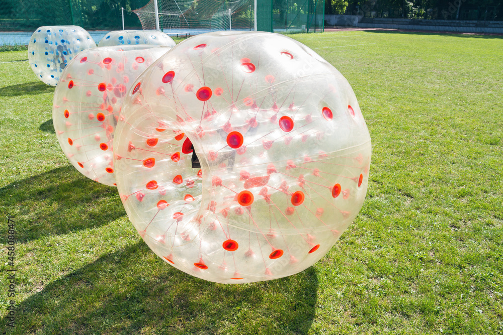 Inflatable bumper bubble ball, human hamster. Stock Photo | Adobe Stock