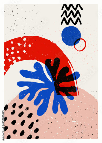 Abstract art vector poster. Vintage abstract Matisse inspired print for wall ...