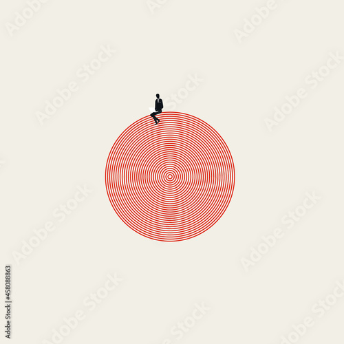 Business concentration, hard work vector concept. Symbol of a professional, focus, entrepreneur. Minimal illustration.