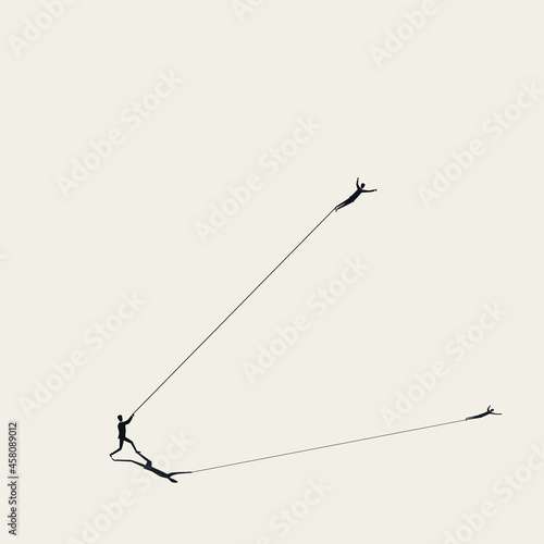 Business struggle and holding back vector concept. Symbol of obstacle, challenge. Minimal illustration.