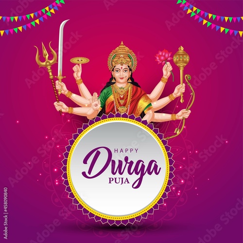 indian God Happy Durga Puja Subh Navratri background. vector illustration design