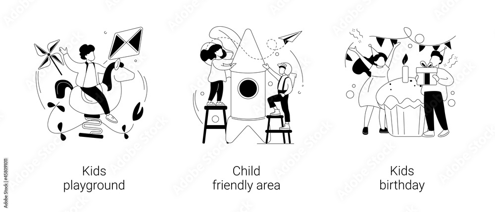 Fototapeta premium Children entertainment abstract concept vector illustrations.