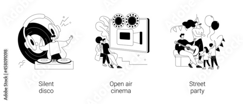 City enternainment abstract concept vector illustrations.