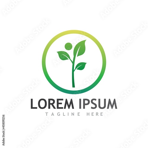 Logos of green Tree leaf ecology