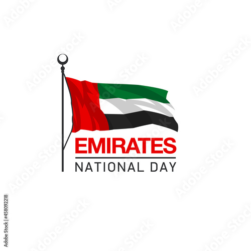 Fifty UAE national day, Spirit of the union. Banner with UAE state flag. Illustration of 50 years National day of the United Arab Emirates. Card in honor of the 50th anniversary 2 December 1971 - 2021