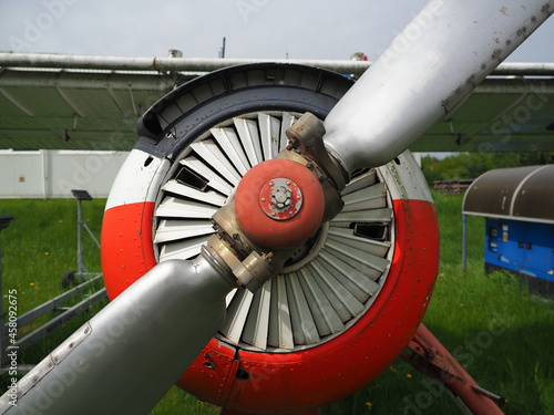 Engine of the old propeller airplane 