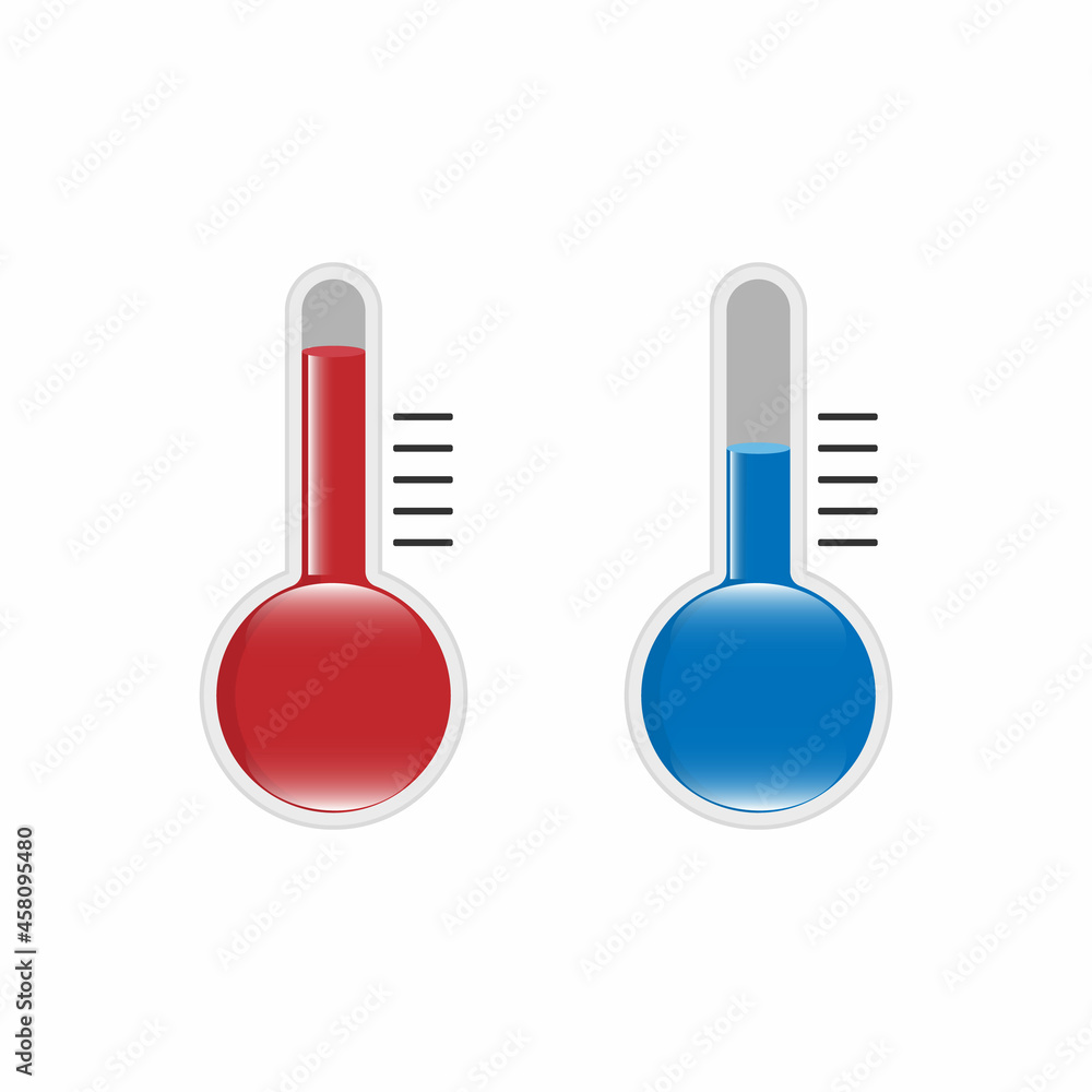 Illustration of the two thermometers over white