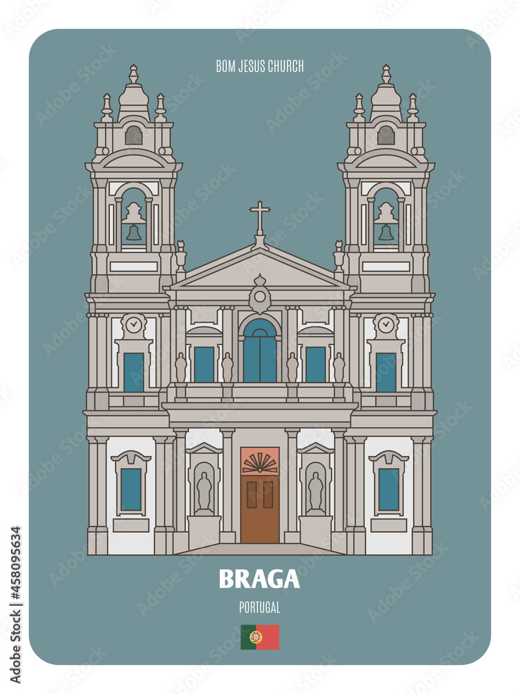 Bom Jesus church in Braga, Portugal. Architectural symbols of European cities