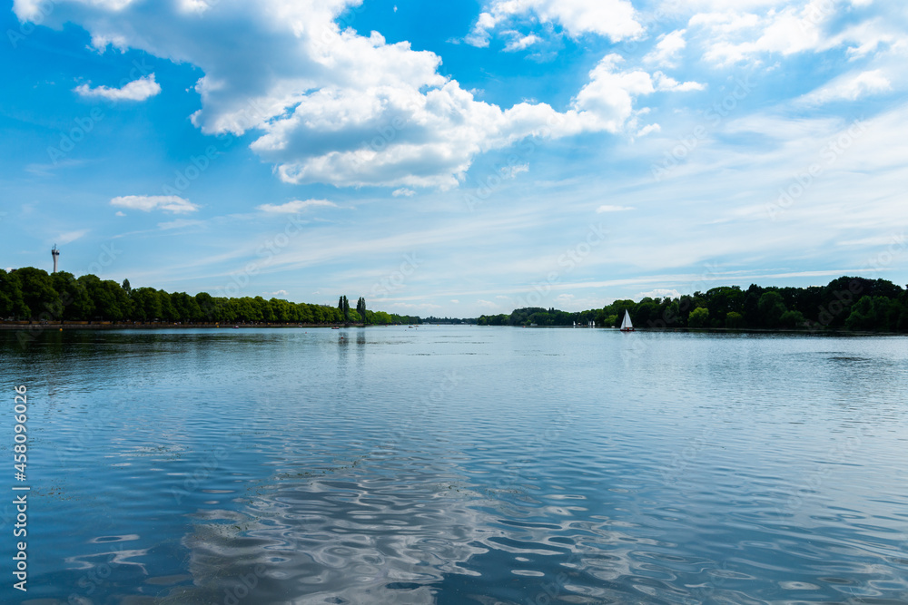 Panoramic skyline view of Maschsee lake, Hannover, Germany