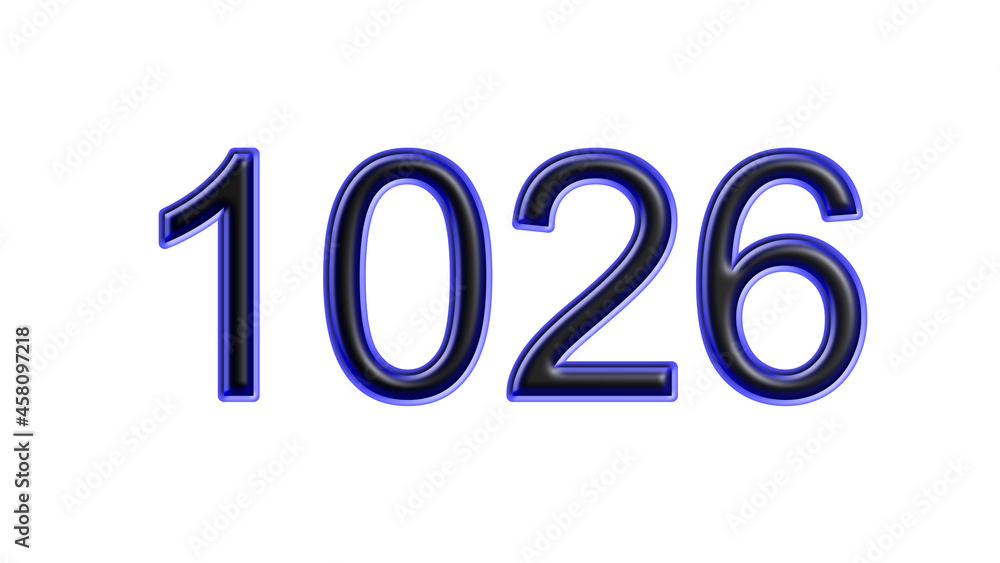 blue 1026 number 3d effect white background blue 1026 number 3d effect white background