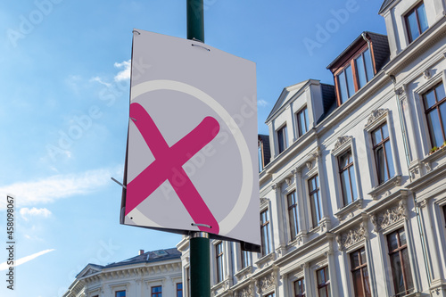 Obraz na płótnie Gedrucktes Wahlplakat montiert am Laternenmast w salonie