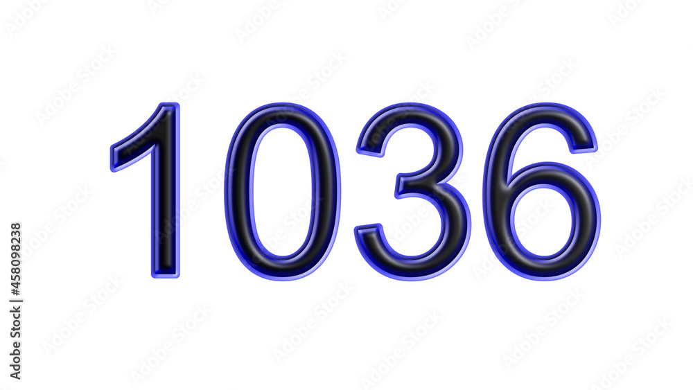blue 1036 number 3d effect white background blue 1036 number 3d effect white background