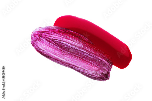 Red purple nail polish smear isolated