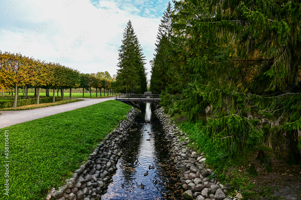 Fototapeta premium Fish Canal Catherine Palace. small canal in the park