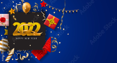 2022 New Year. 2022 Happy New Year greeting card. 2022 Happy New Year background.