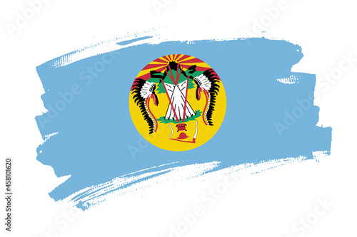 Flag of the Crow Nation, Absaroka,  USA. Native americans, the Crow Tribe of Montana banner brush concept. Horizontal vector Illustration isolated on white background.   photo