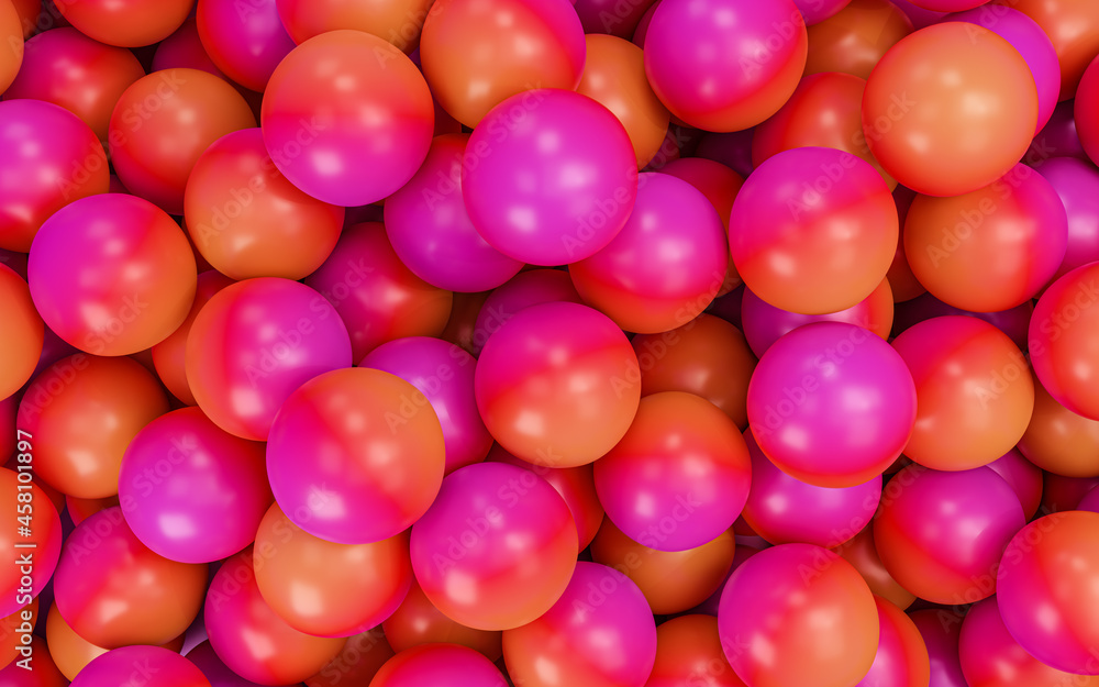 Colorful fun balls background, 3D illustration.