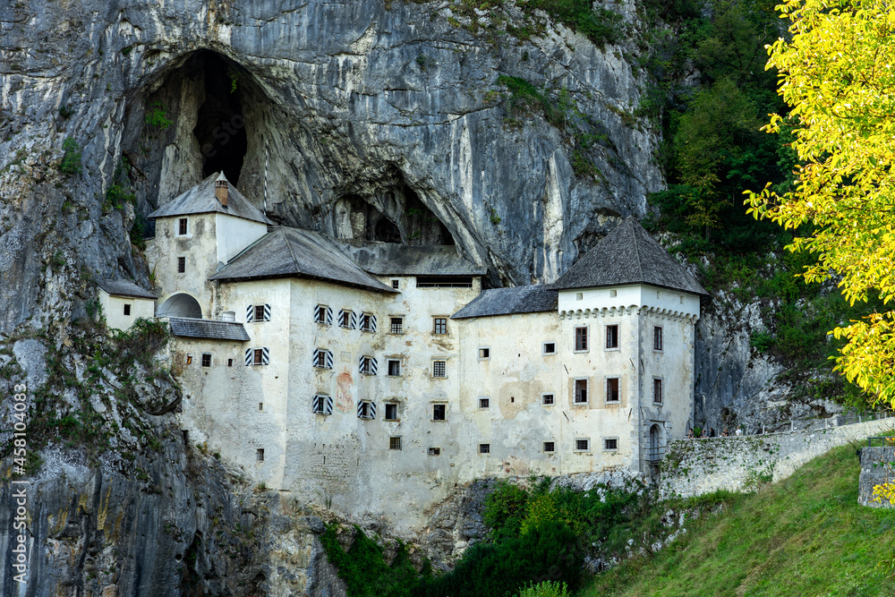 predjama castle built into a mountain in the nature near to postojna cave
