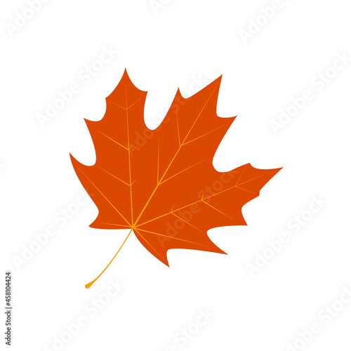 Maple leaf icon silhouette. Filled leaf glyph