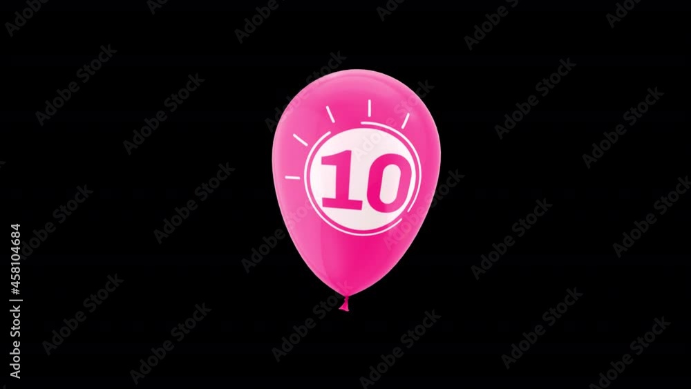 Balloon with Number 10. Happy Birthday Balloon. Alpha Channel with Prores 4444. Balloon with Number 10. Happy Birthday Balloon. Alpha Channel with Prores 4444.