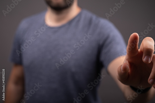 Businessman pointing his fi...