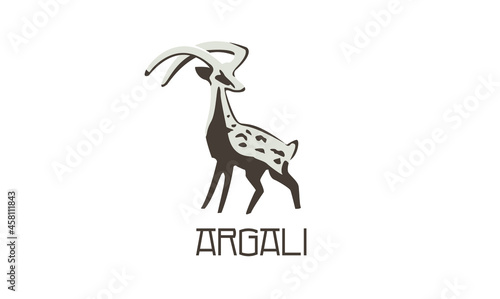 Mountain goat with long horns argali