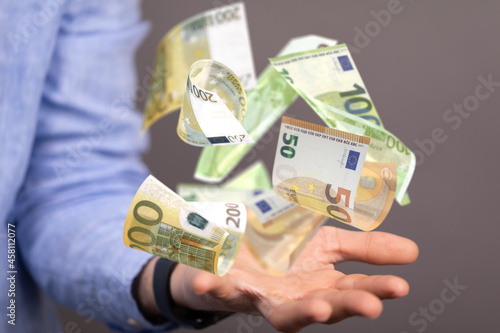 cashflow euro banknote bill in hand