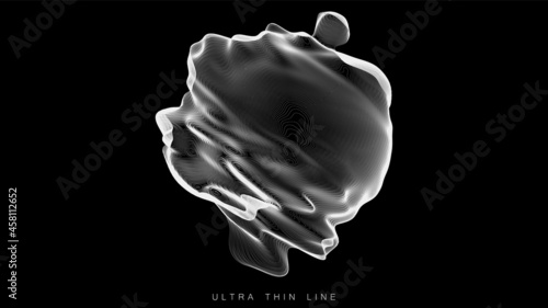 Distorted line spheres. Vector thin line glitch geometry.