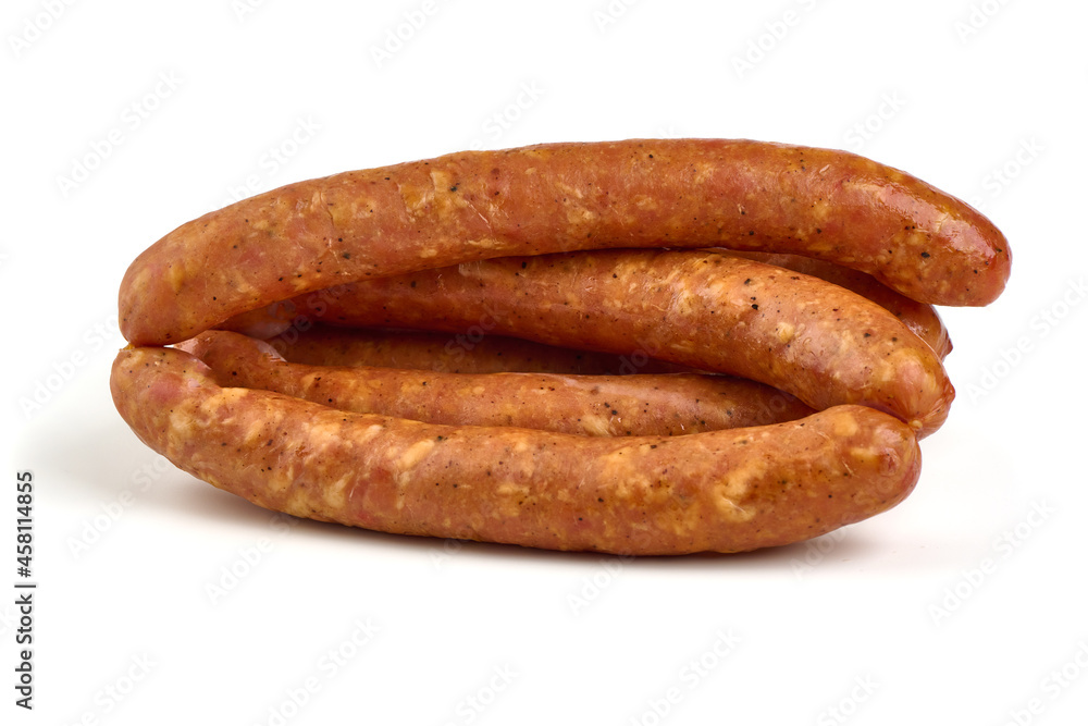 Dried Sausages, isolated on white background.