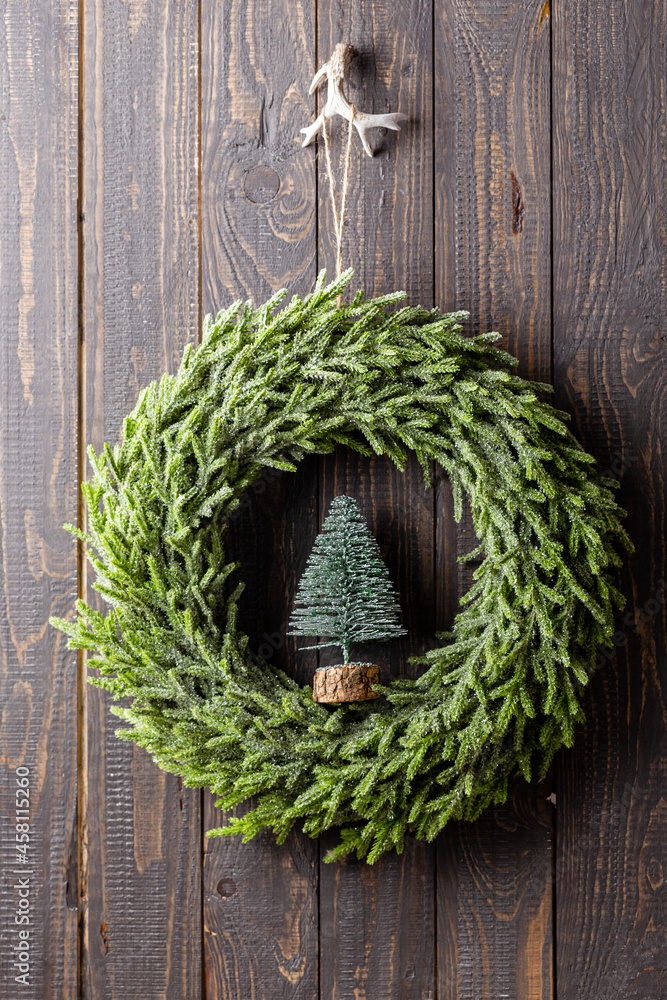Christmas Wreath Hanging On The Door. Christmas Wreath Hanging On The Door.