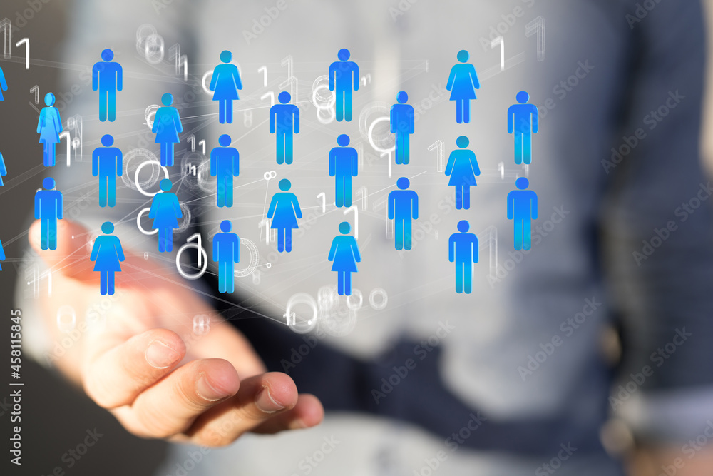 Business people silhouettes network team Business people silhouettes network team