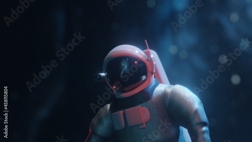 Fototapeta Naklejka Na Ścianę i Meble -  Futuristic astronaut concept. Astronaut in outer space. Cosmic science fiction wallpaper. Beauty of deep space. Billions of galaxies in the universe. 
