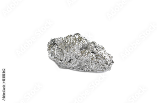 Aluminium. Silver aluminium foil with shiny crumpled of aluminum paper rubbish isolated on white background. Aluminium prices hit a record high.