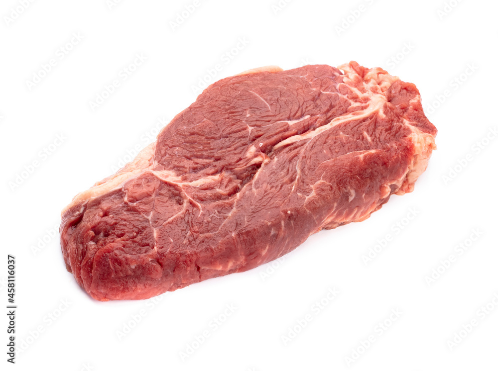 Fresh raw steaks isolated on white background................. Fresh raw steaks isolated on white background.................